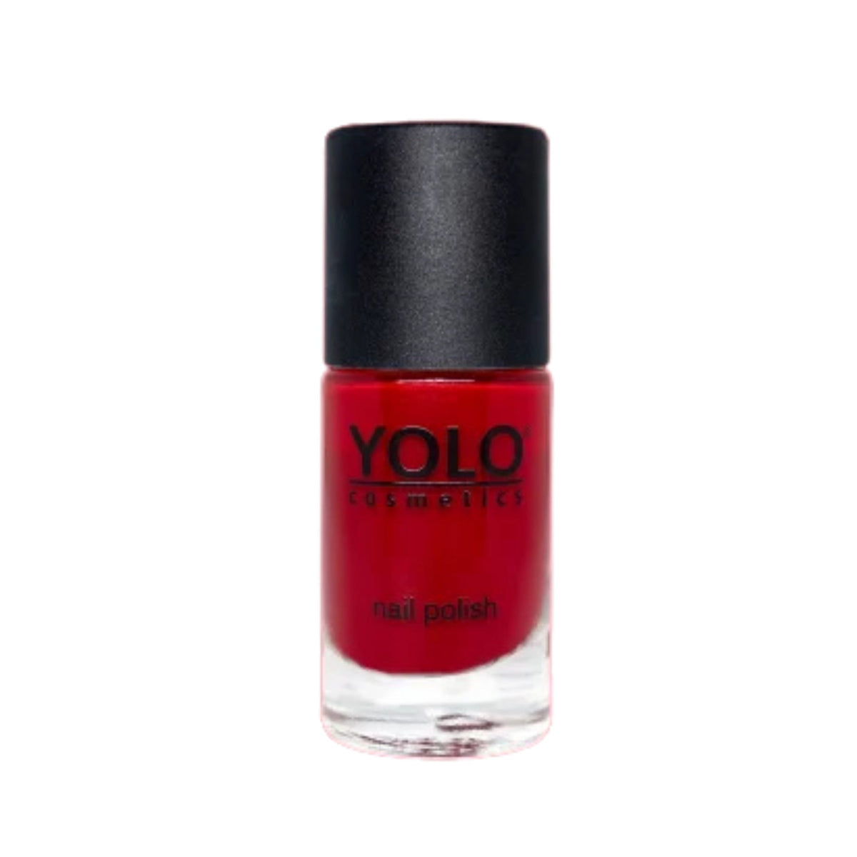 Refect Beauty Yolo Nail Polish in a vibrant red shade with a smooth, creamy, and glossy finish in a glass bottle. 107