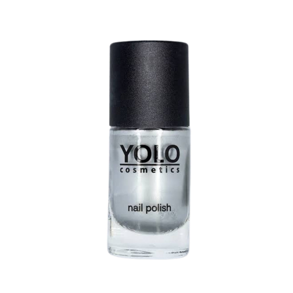 Refect Beauty Yolo mirror nail polish in a metallic silver shade with a sleek reflective finish in a glass bottle