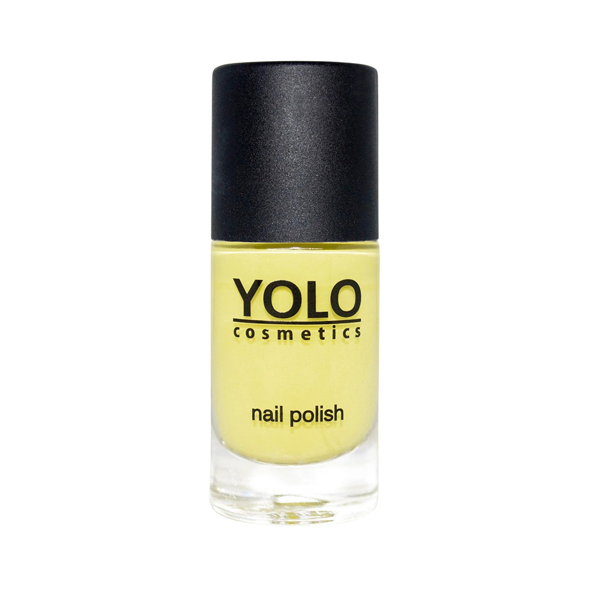 Refect Beauty Yolo creamy yellow nail polish in a glass bottle with a black cap for a smooth glossy finish 143