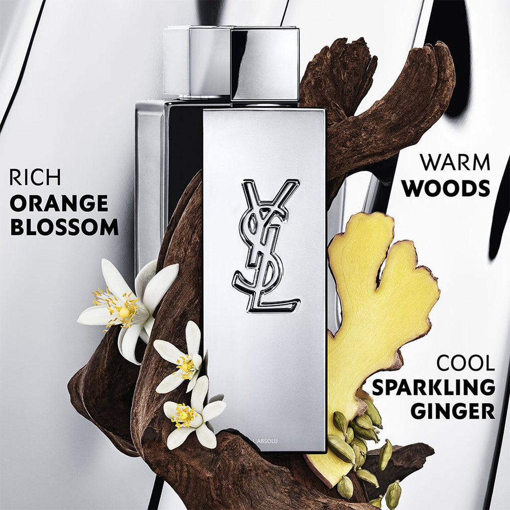 Refect Beauty Yves Saint Laurent MYSLF L'ABSOLU fragrance bottle with ginger, orange blossom, and wood accents.