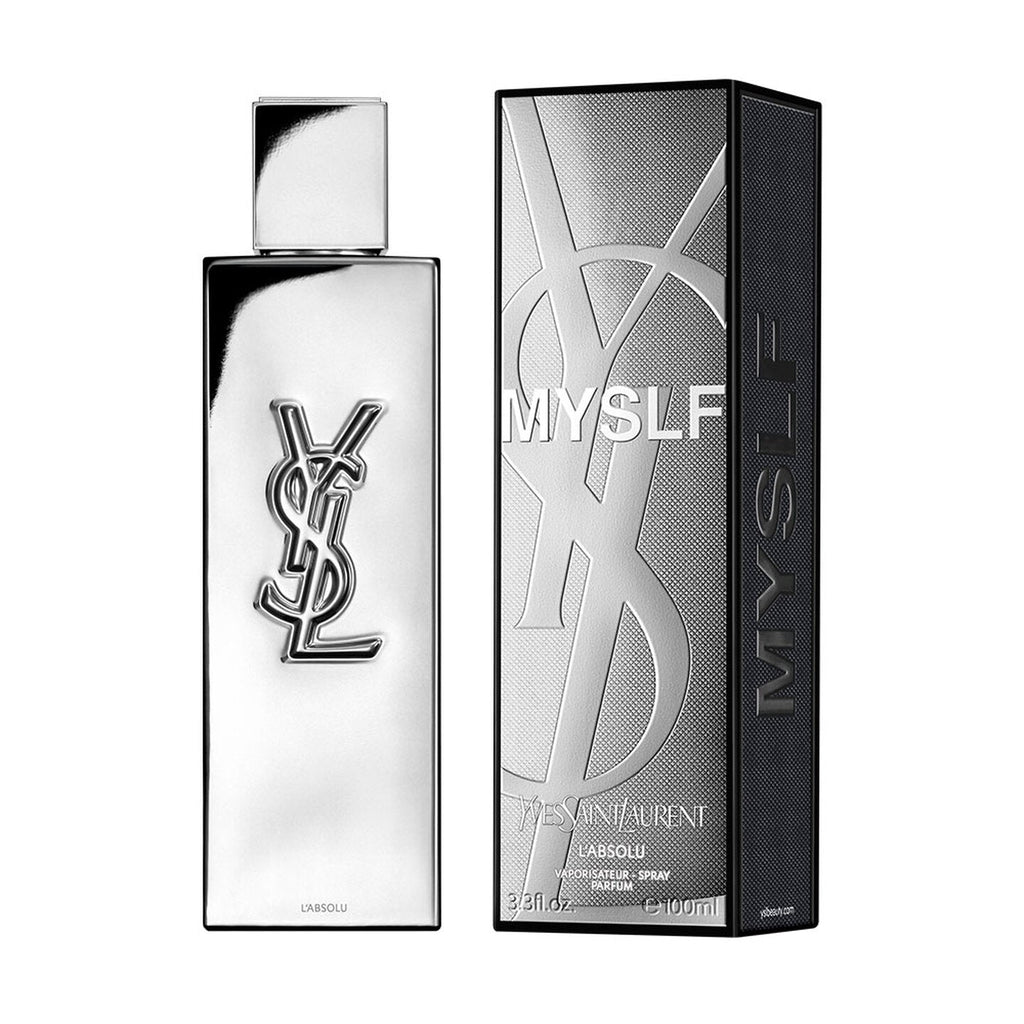 Refect Beauty Yves Saint Laurent MYSLF L'ABSOLU fragrance in a metallic mirror bottle with matching black gift box