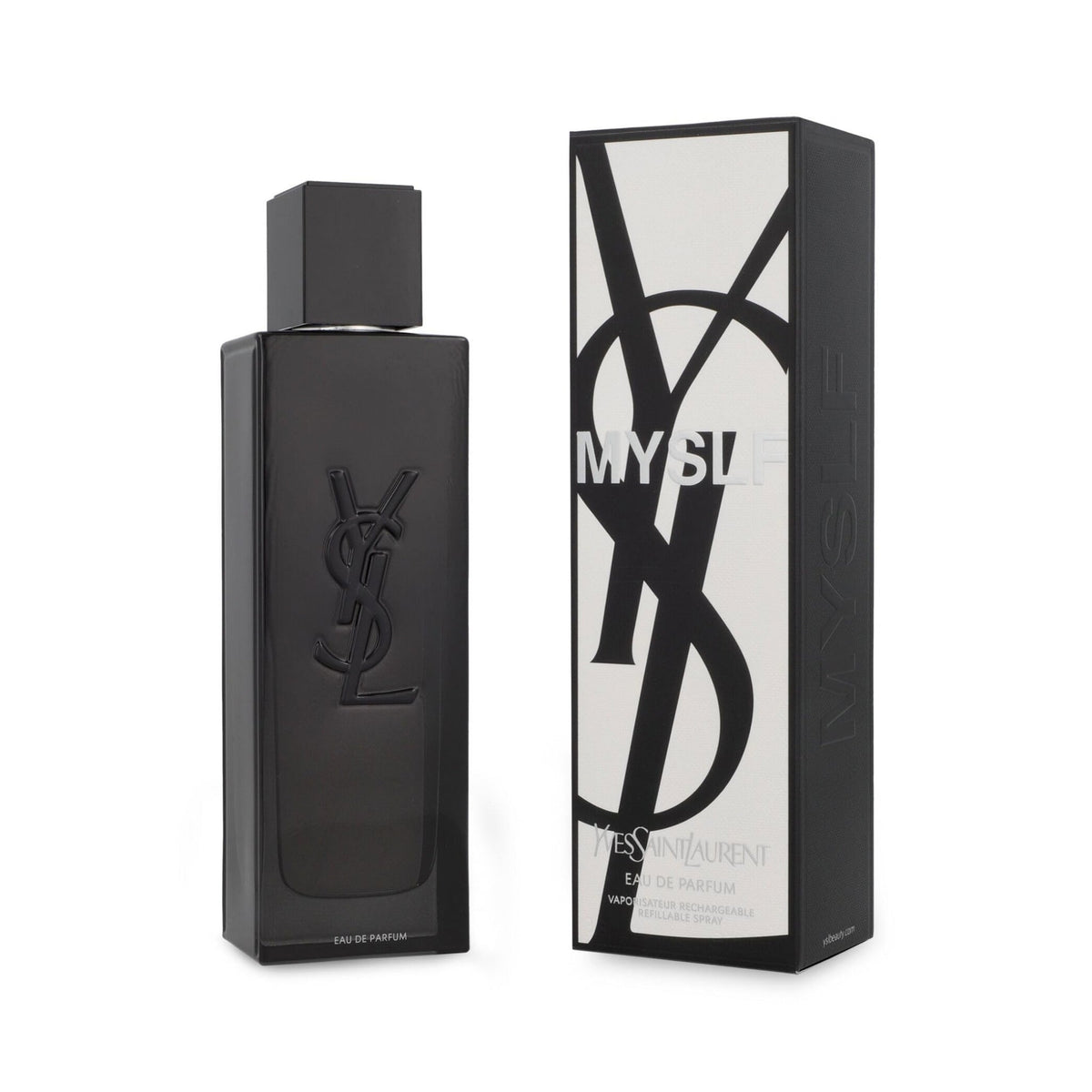 Refect Beauty Yves Saint Laurent MYSLF Eau de Parfum bottle and black and white box packaging