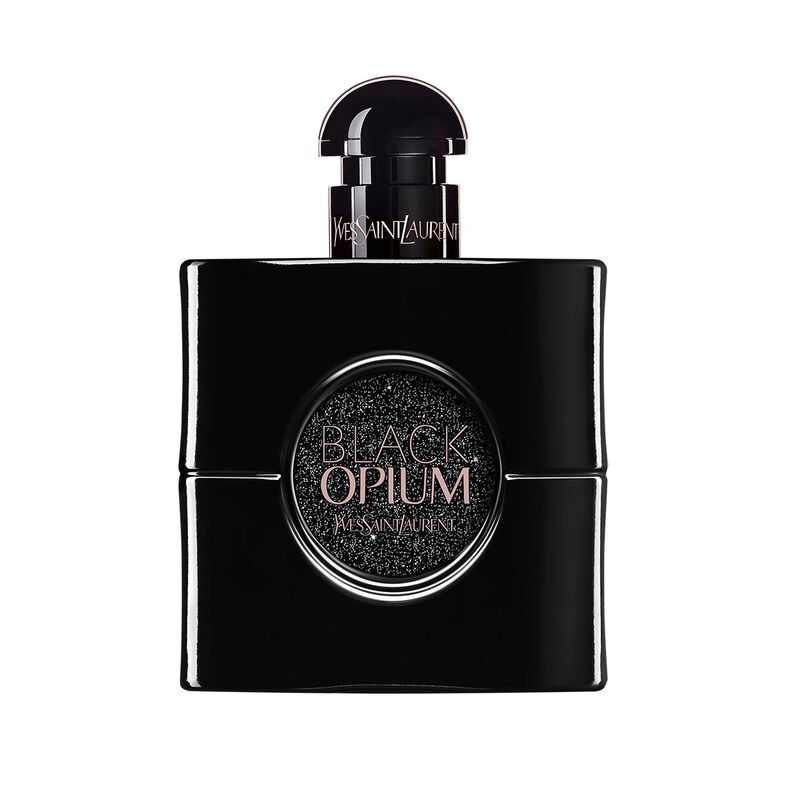 Refect Beauty Yves Saint Laurent Black Opium Le Parfum bottle in glossy black with a sparkling glitter center