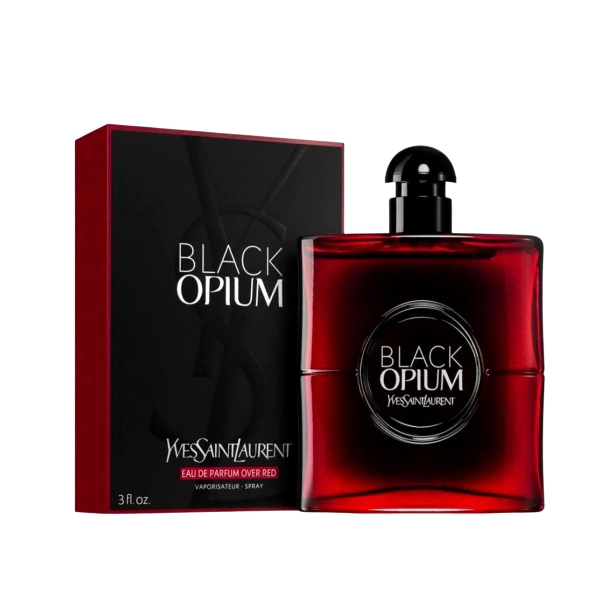 Refect Beauty Yves Saint Laurent Black Opium Over Red Eau de Parfum in a deep red glass bottle with matching box