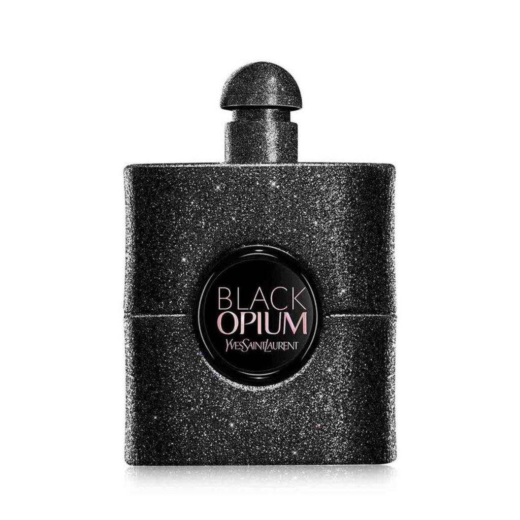 Refect Beauty Yves Saint Laurent Black Opium Eau de Parfum Extreme in a black glittery bottle with a round center