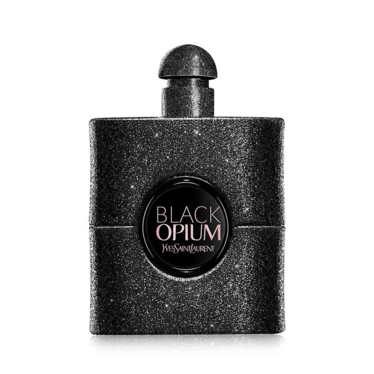 Refect Beauty Yves Saint Laurent Black Opium Eau de Parfum Extreme in a black glittery bottle with a round center