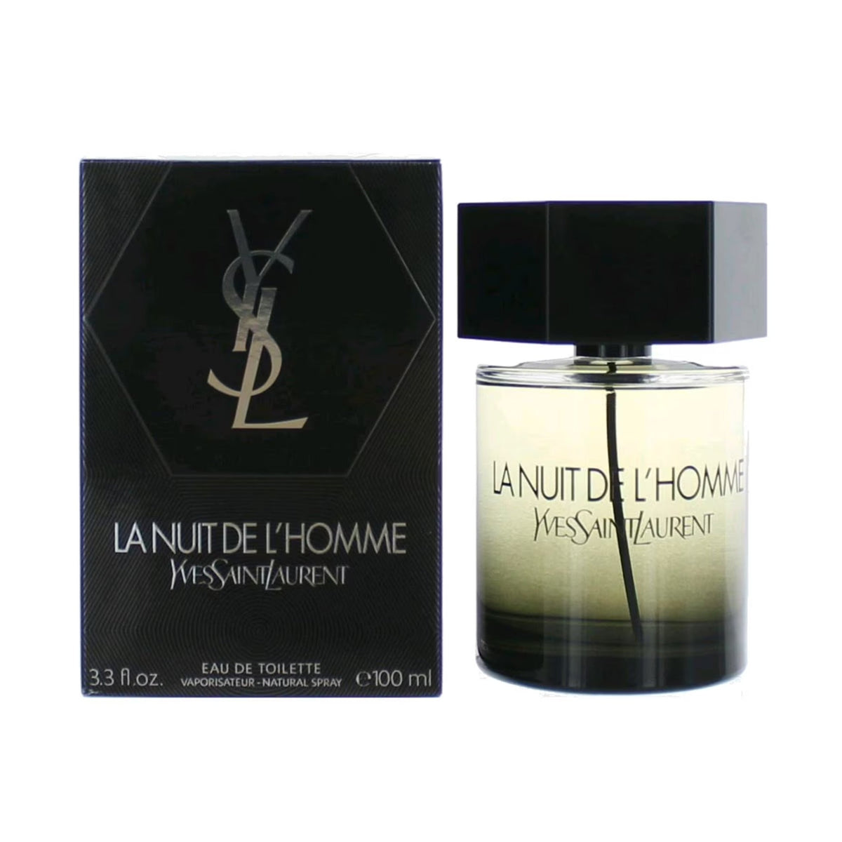 Refect Beauty Yves Saint Laurent La Nuit De L'homme Eau de Toilette bottle and box with dark gradient glass design