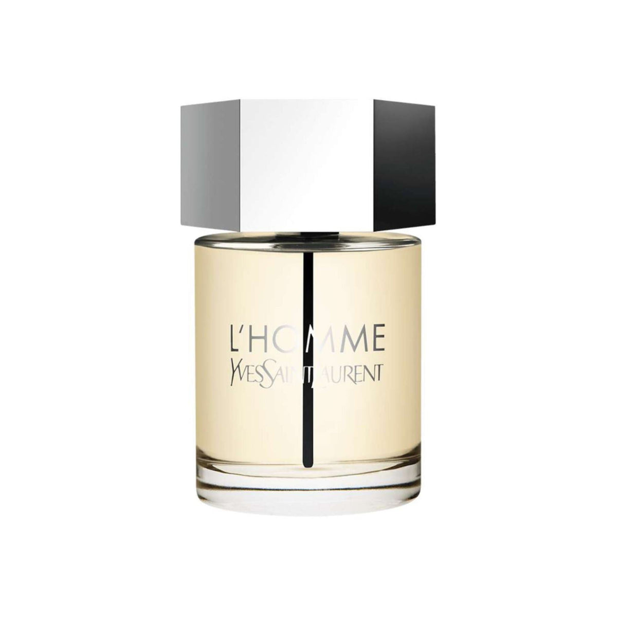 Refect Beauty Yves Saint Laurent L'homme Eau de Toilette in a clear glass bottle with a hexagonal silver cap Main image
