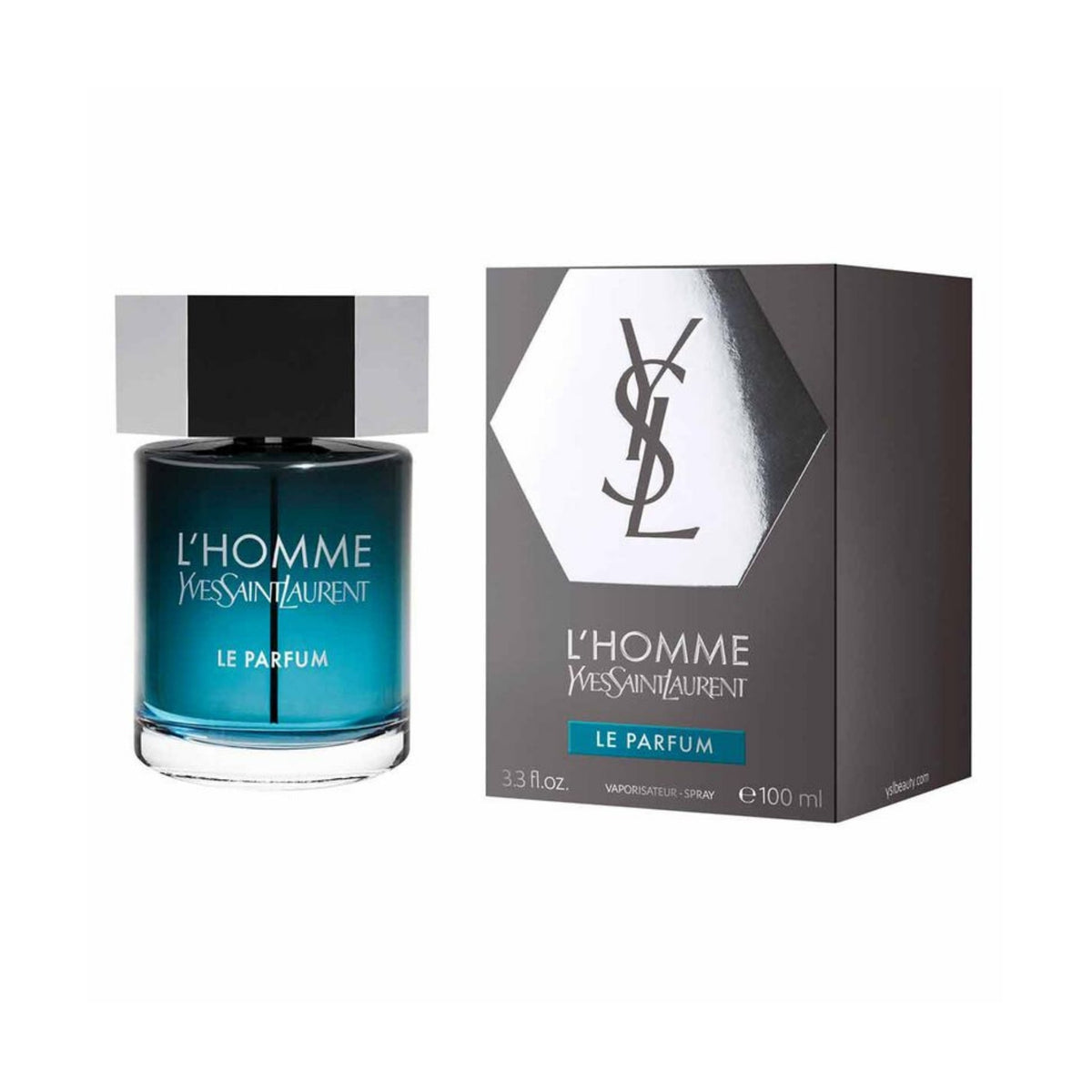 Refect Beauty Yves Saint Laurent L'Homme Le Parfum fragrance bottle and grey box packaging