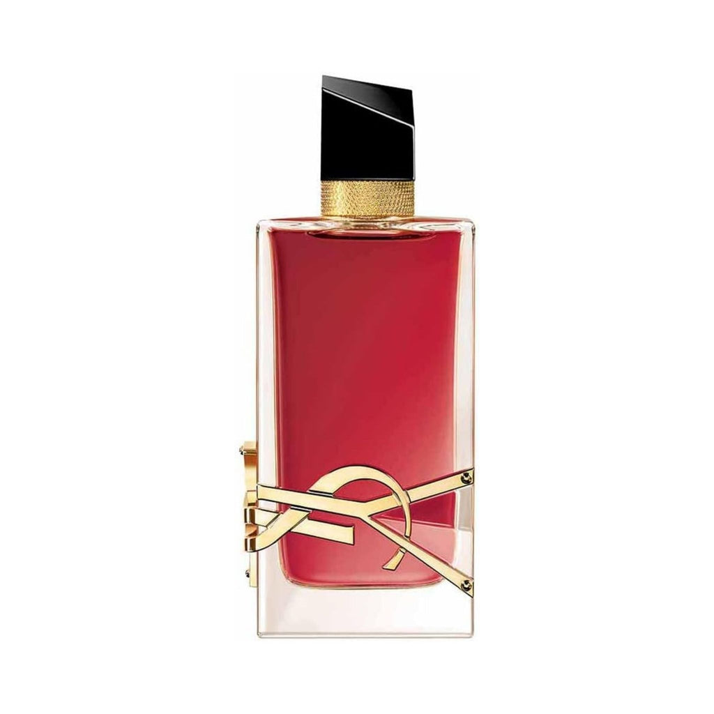 Refect Beauty Yves Saint Laurent Libre Berry Crush perfume bottle with red liquid, gold YSL logo, and black cap.