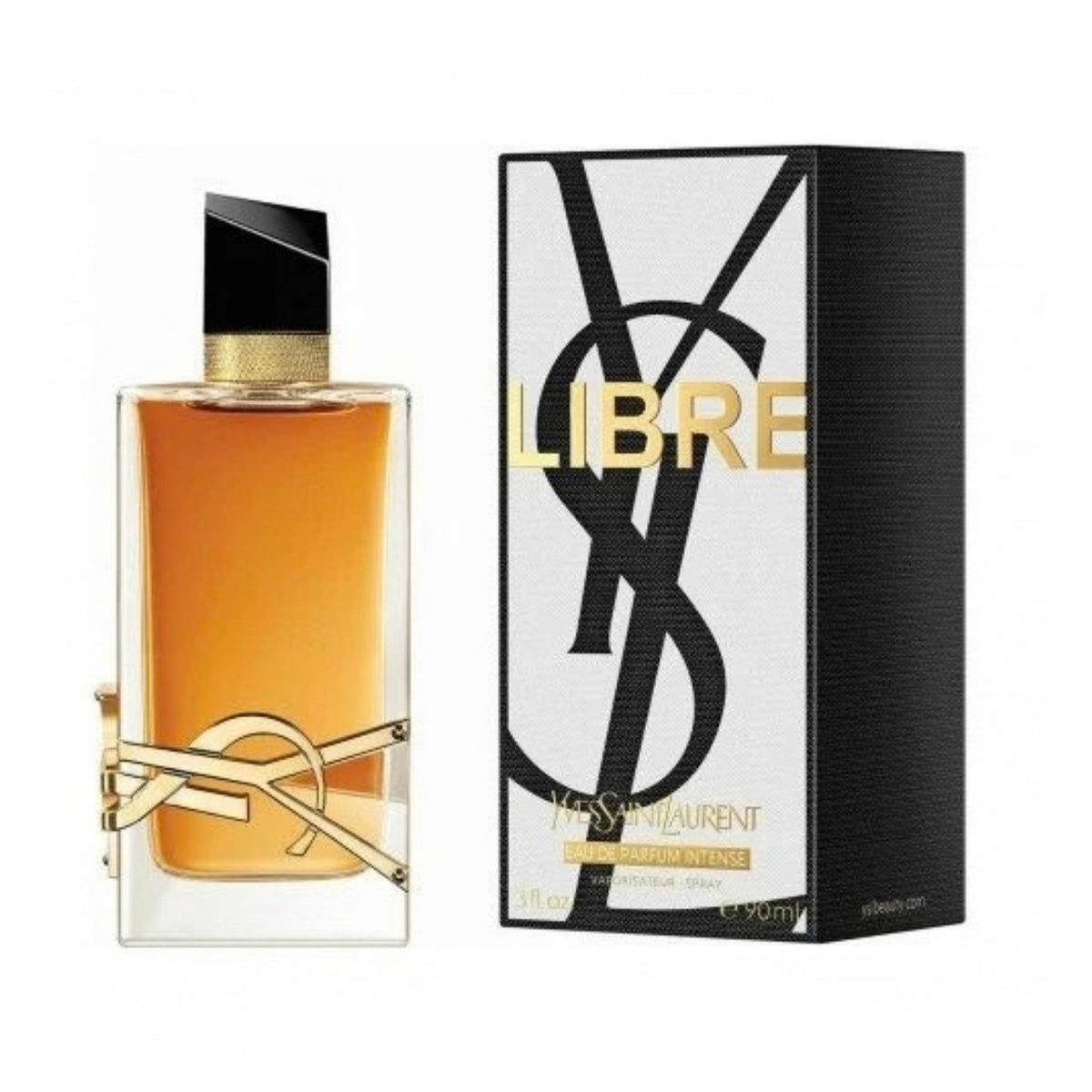 Refect Beauty Yves Saint Laurent Libre Eau de Parfum Intense bottle and box with gold logo and amber fragrance