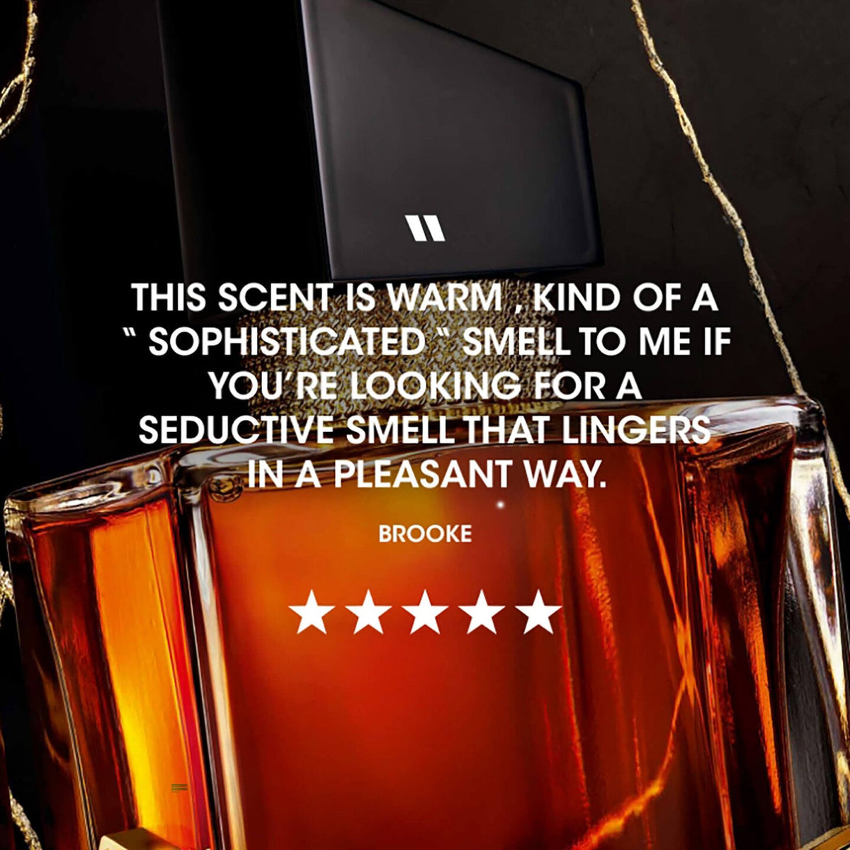 Refect Beauty Yves Saint Laurent Libre Le Parfum bottle with amber liquid and five-star customer review overlay