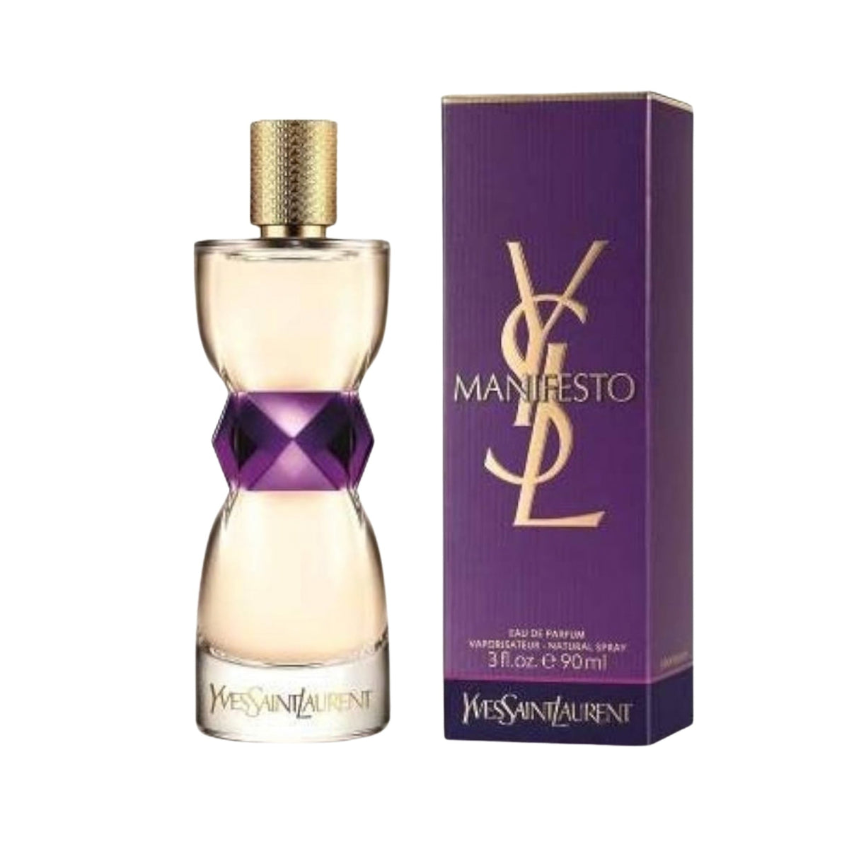 Refect Beauty Yves Saint Laurent Manifesto Eau de Parfum 90ml bottle and purple packaging box