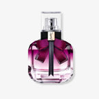 Refect Beauty Yves Saint Laurent Mon Paris Intensement perfume bottle with a deep pink glass and black silk bow.