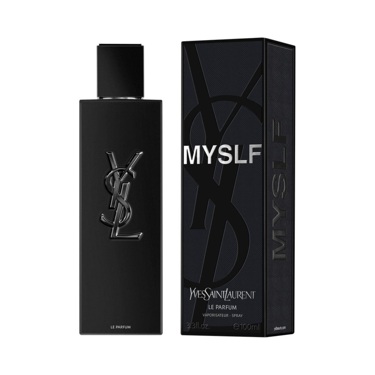 Refect Beauty Yves Saint Laurent Myslf Le Parfum bottle and black box packaging with iconic YSL logo
