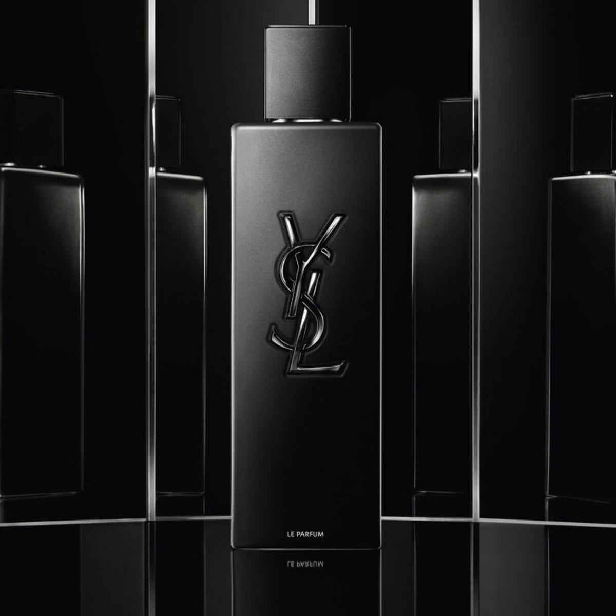 Refect Beauty Yves Saint Laurent Myslf Le Parfum in a sleek matte black bottle with the iconic YSL logo