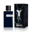Refect Beauty Yves Saint Laurent Y Le Parfum for men, a dark blue glass bottle with matching box, woody aromatic scent.