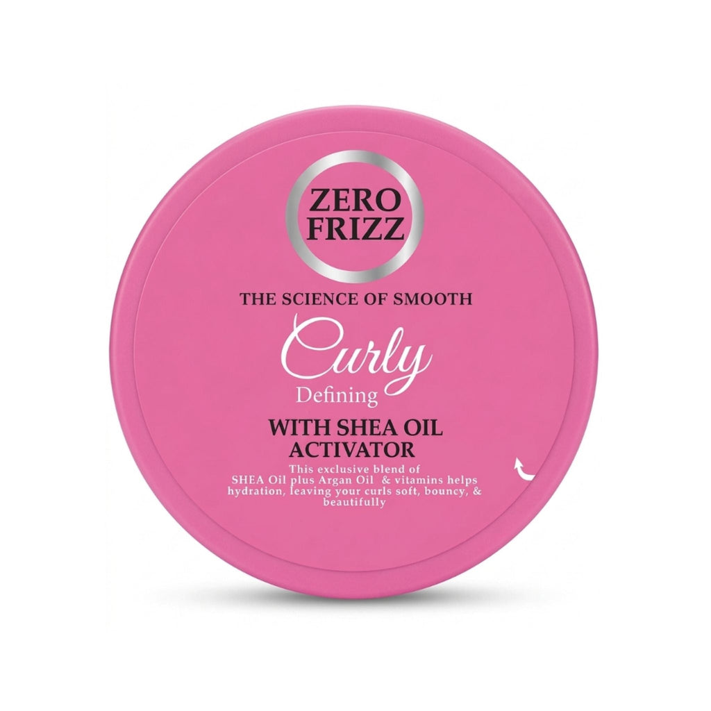 Refect Beauty Zero Frizz Curly Defining Shea Oil Activator in a round pink jar for enhanced curl definition.