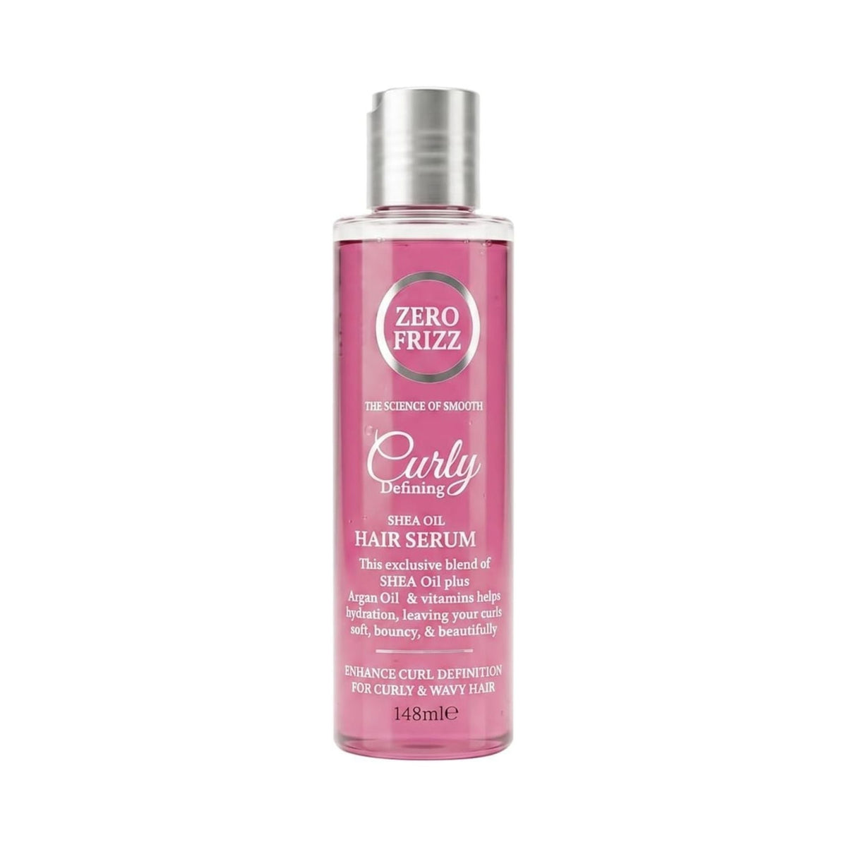 Refect Beauty Zero Frizz Curly Defining Hair Serum with shea oil in a pink bottle for enhanced curl definition Main image